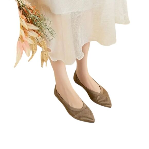 Tan knit Pointe toe flats - Picture 4 of 4